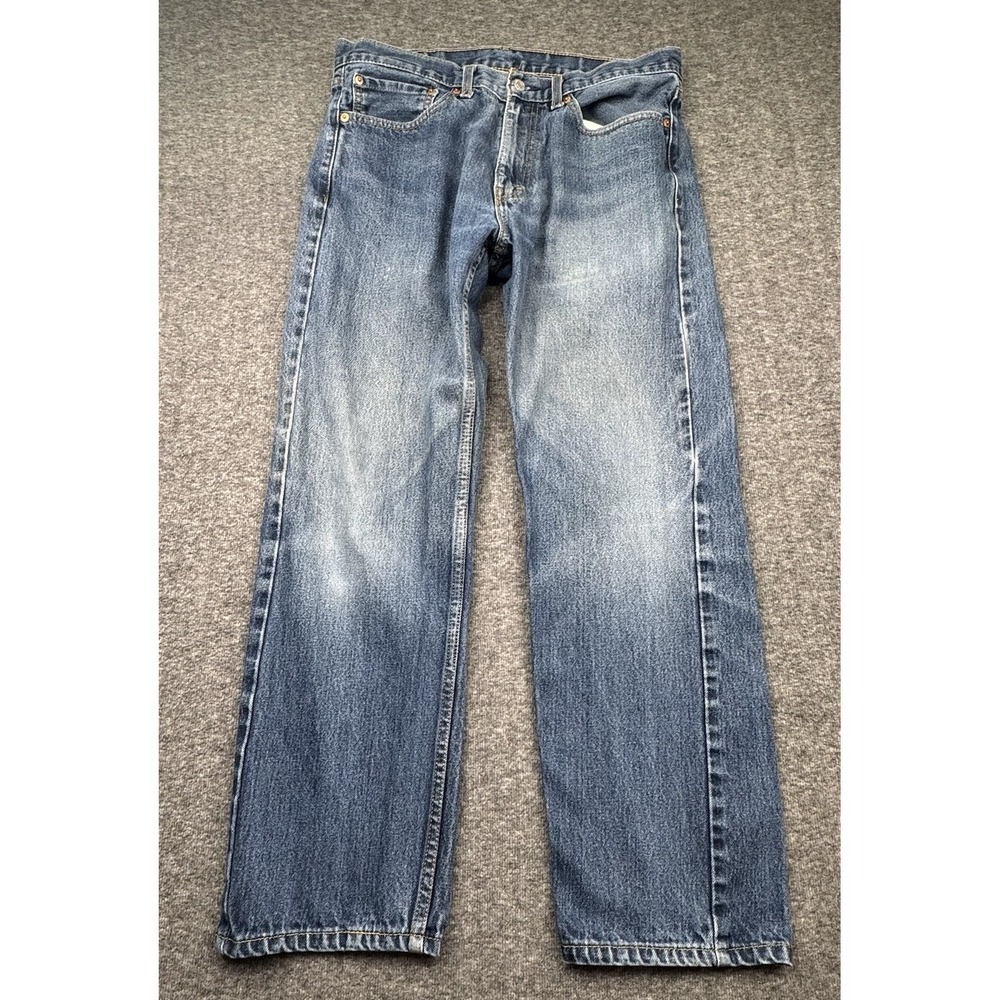 Levis 505 Jeans Mens Sz 34x30 Denim Straight Fit Straight Leg Blue Jeans Distres